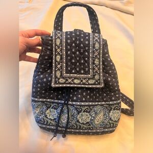 Vtg 2002 Vera Bradley Backpack Retired Seaport Navy Mimi Paisley Quilted 17299